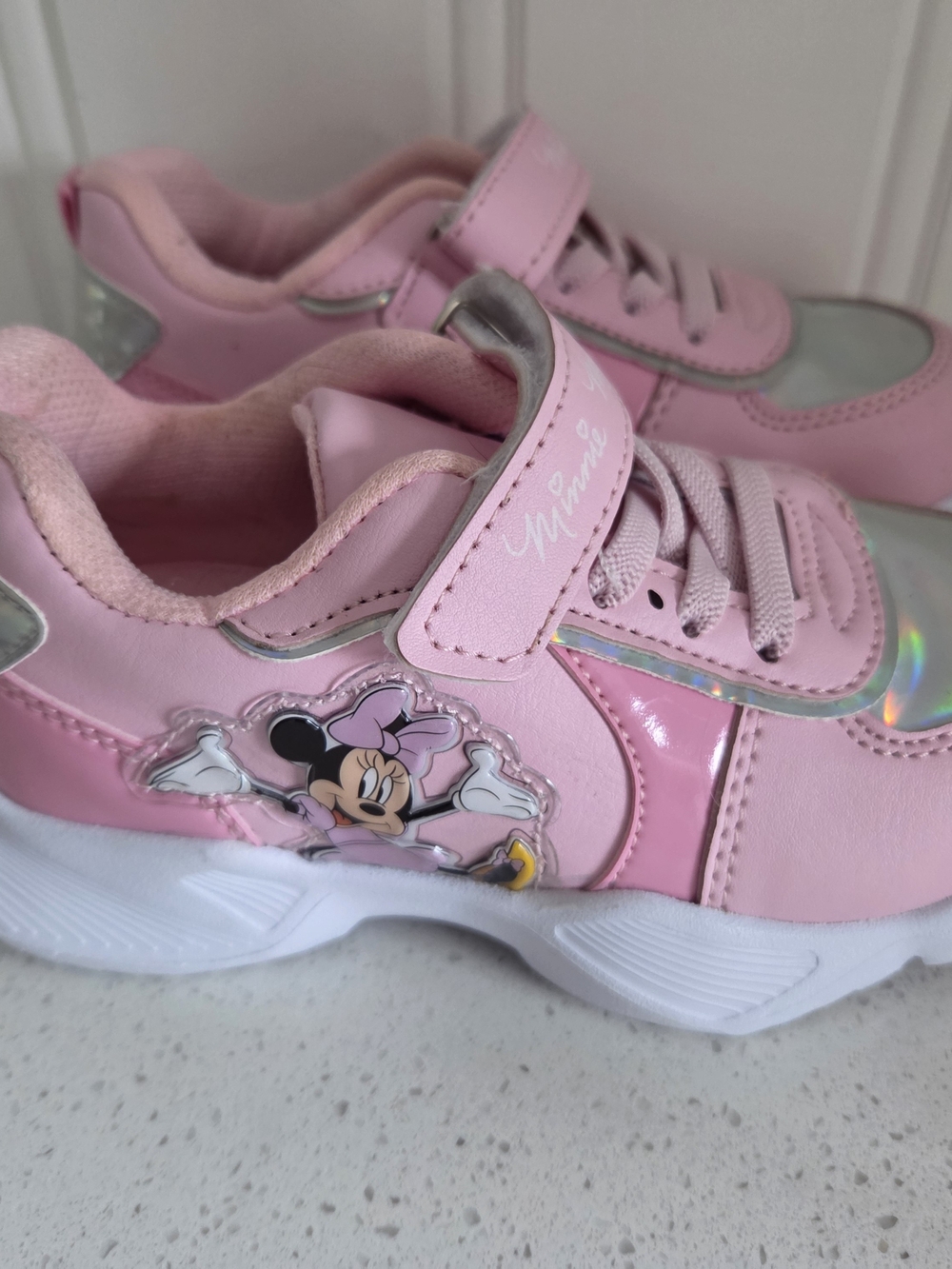 Pink Kids Sneakers with Hook-and-Loop Strap